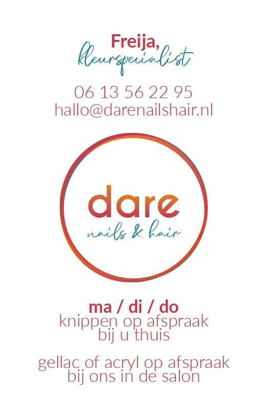 DARE NAILS & HAIR visitekaartje